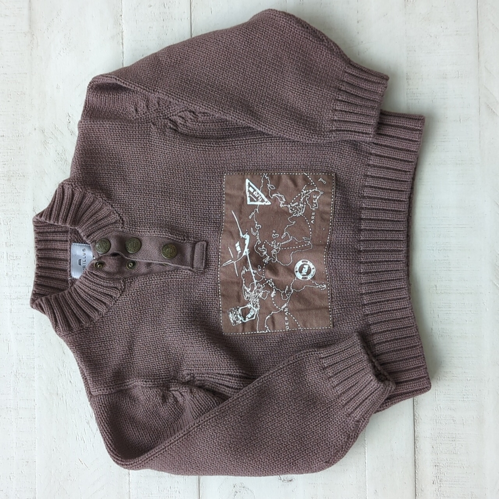 Cyrillus Brown sweater with map design